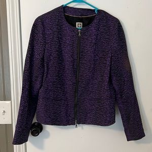 Anne Klein Purple/Black Blazer with custom zipper Size 8
